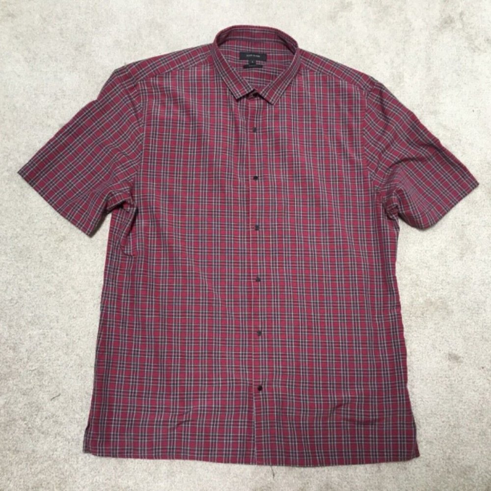 River island red checker slim fit Short sleeve shirt size large